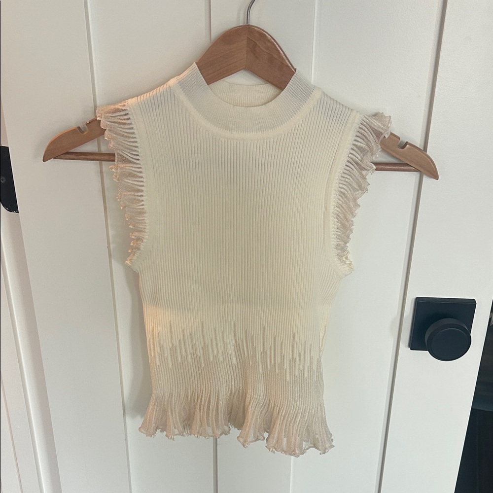 Commense Cream Ribbed Tank Top